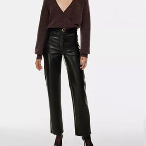 Aritzia Wilfred Melina Black Vegan Leather High-Rise Pants - Waist 13